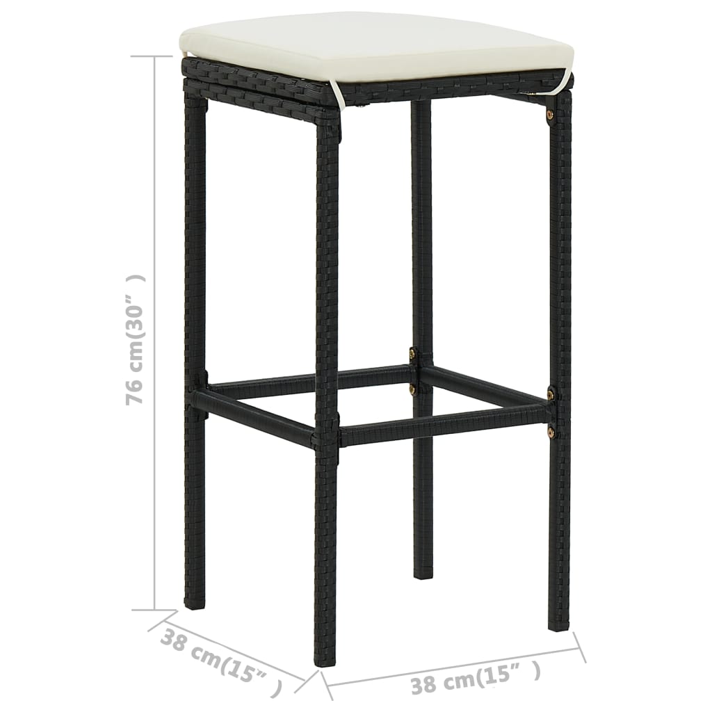 Set mobilier bar de grădină cu perne, 4 piese, negru GartenMobel Dekor