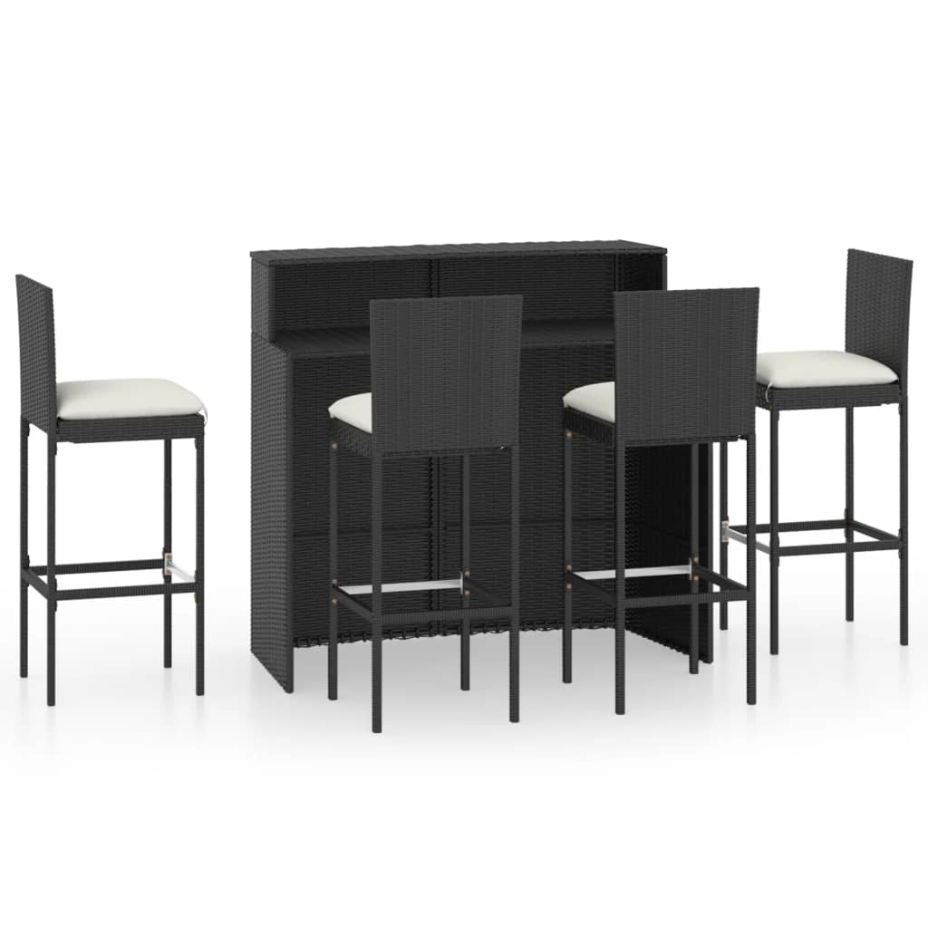 Set mobilier bar de grădină cu perne, 5 piese, negru GartenMobel Dekor