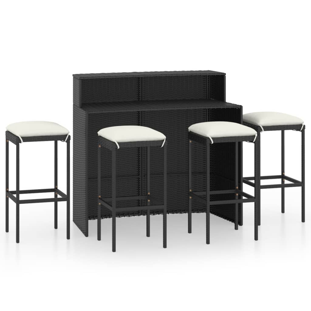 Set mobilier bar de grădină cu perne, 5 piese, negru GartenMobel Dekor