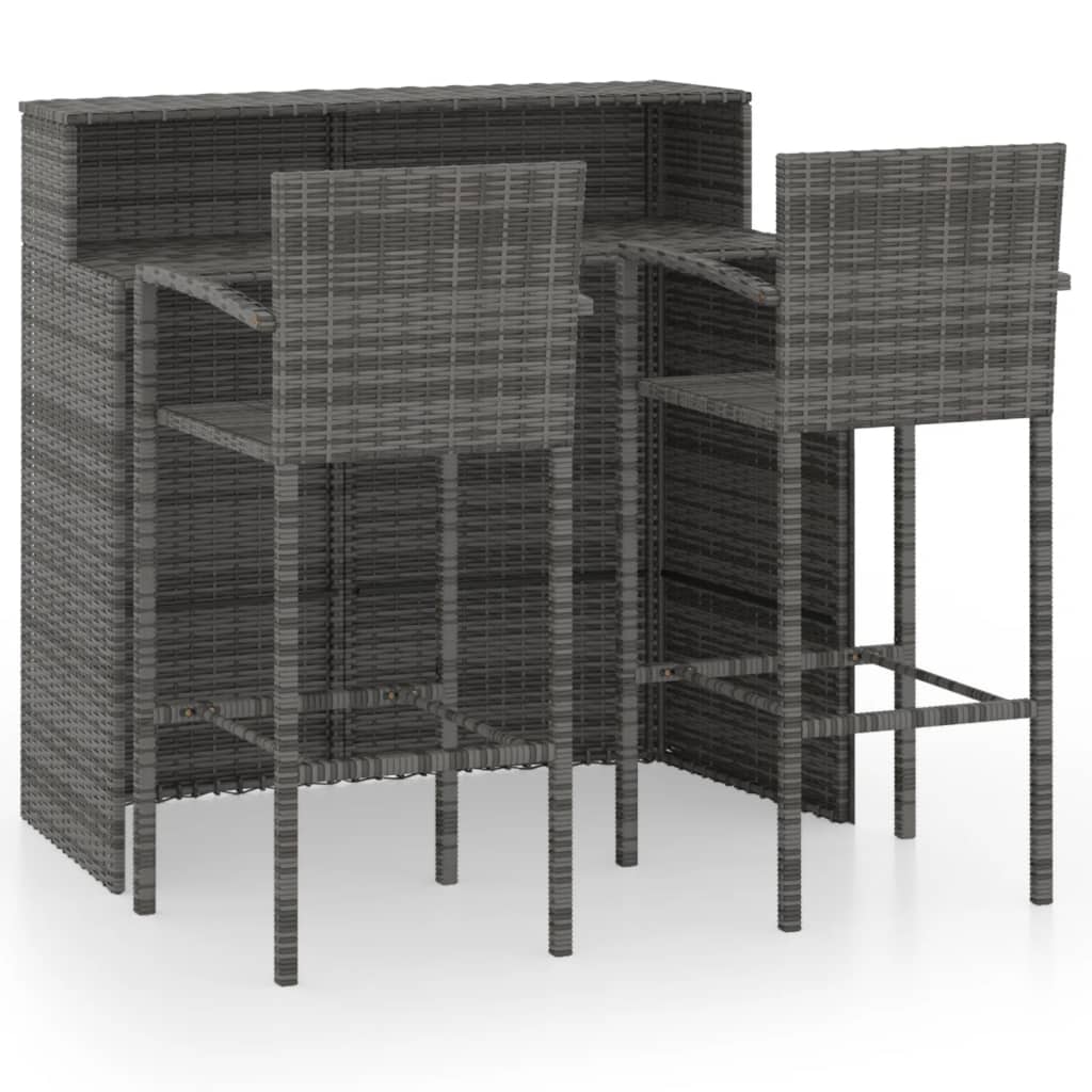 Set mobilier de bar de grădină, 3 piese, gri GartenMobel Dekor