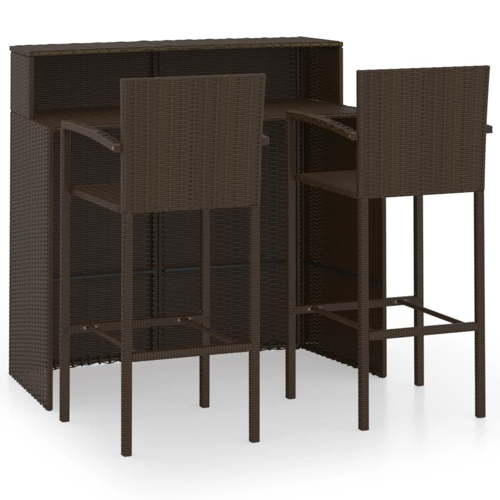Set mobilier de bar de grădină, 3 piese, maro GartenMobel Dekor