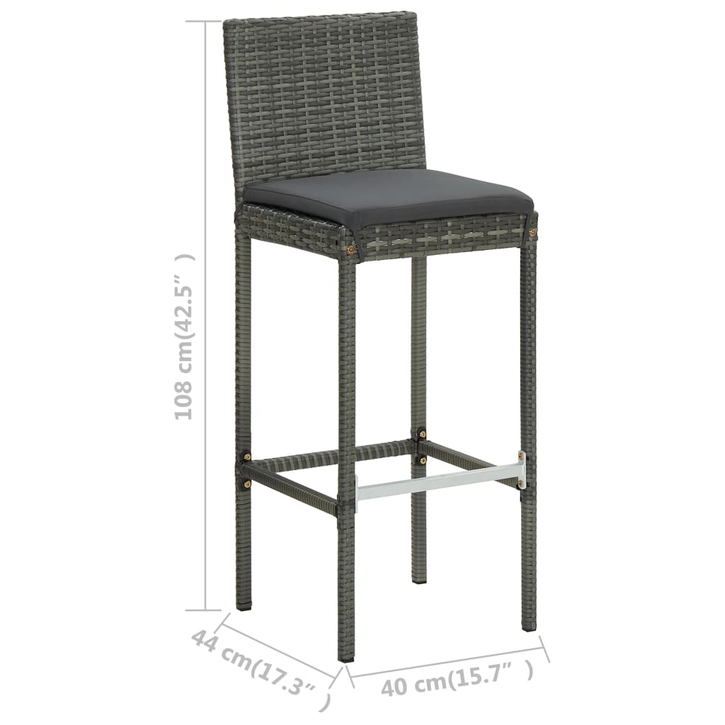 Set mobilier de bar de grădină cu perne, 3 piese, gri GartenMobel Dekor