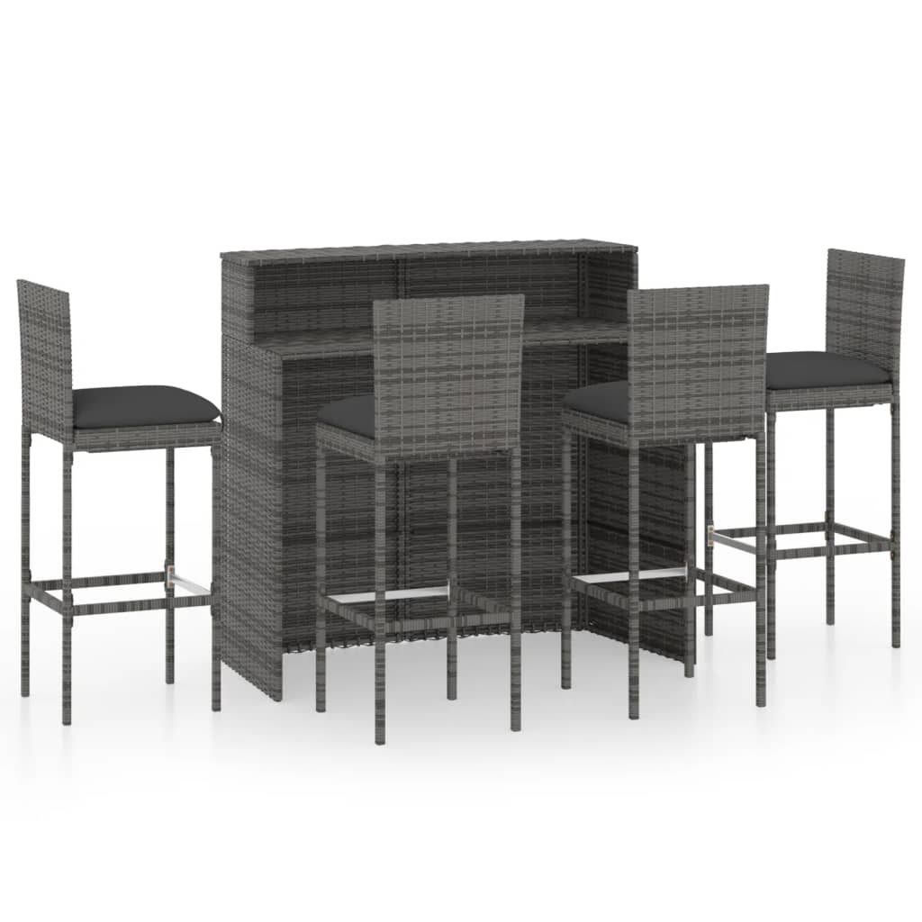 Set mobilier de bar de grădină cu perne, 5 piese, gri GartenMobel Dekor