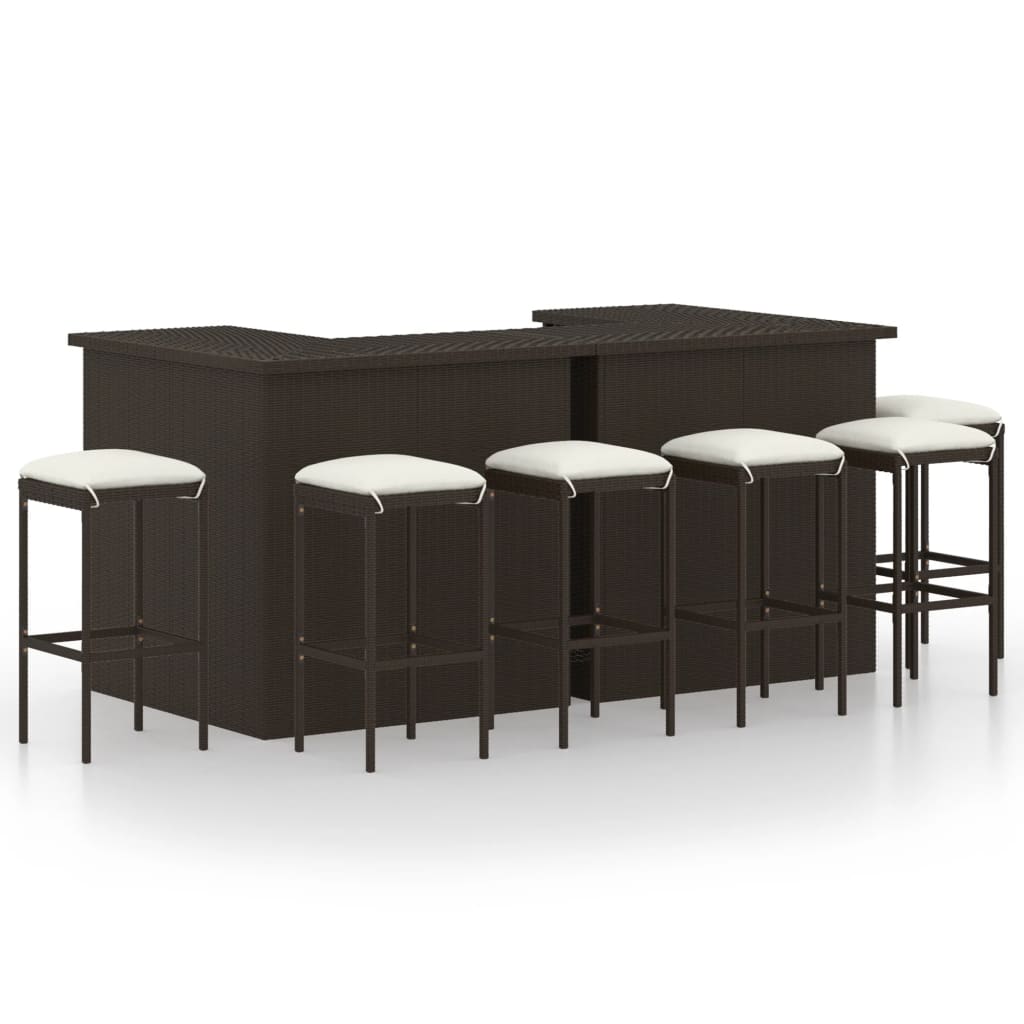 Set mobilier bar de grădină cu perne, 8 piese, maro, poliratan GartenMobel Dekor