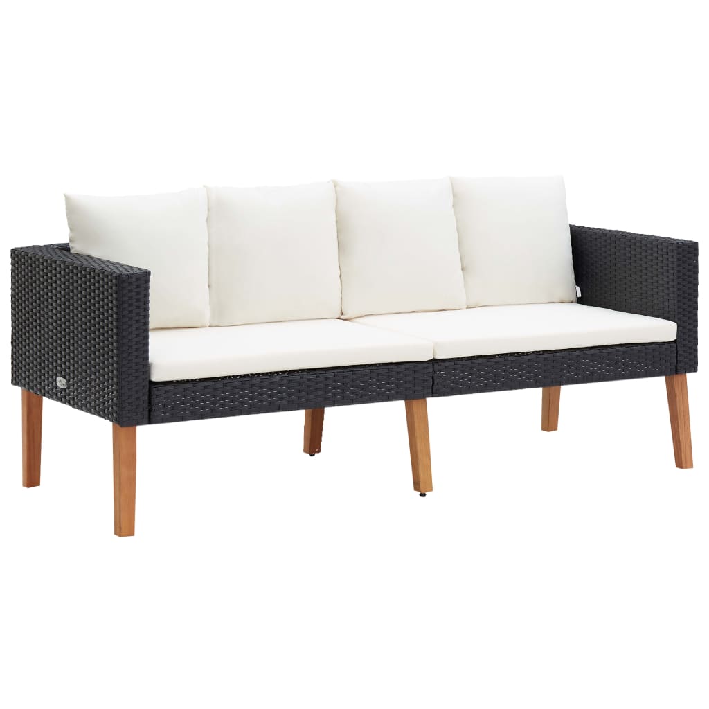 Set mobilier de grădină cu perne, 2 piese, negru, poliratan GartenMobel Dekor