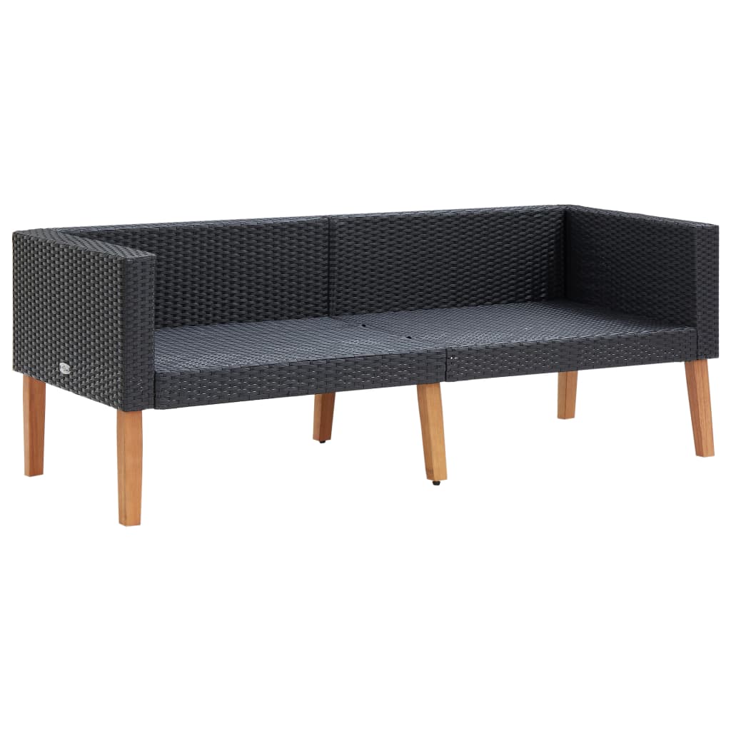 Set mobilier de grădină cu perne, 2 piese, negru, poliratan GartenMobel Dekor