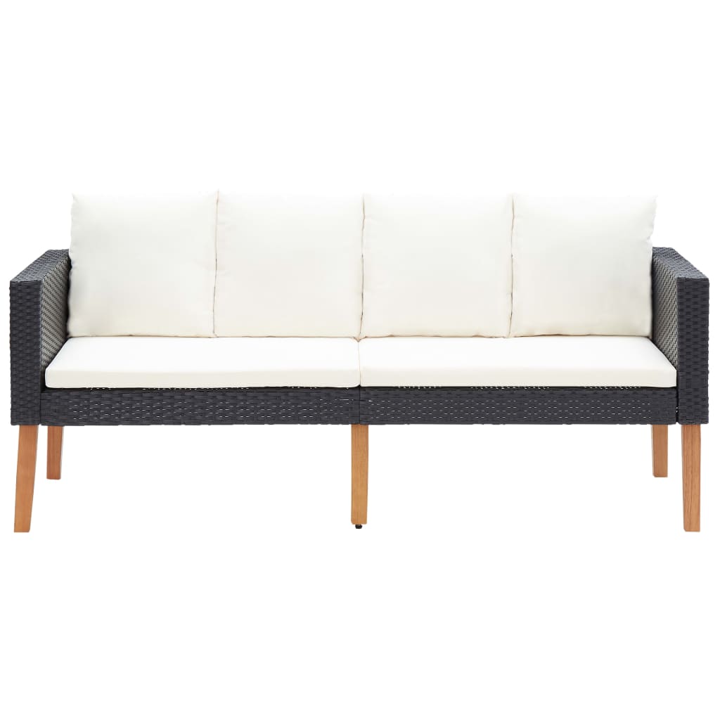 Set mobilier de grădină cu perne, 2 piese, negru, poliratan GartenMobel Dekor