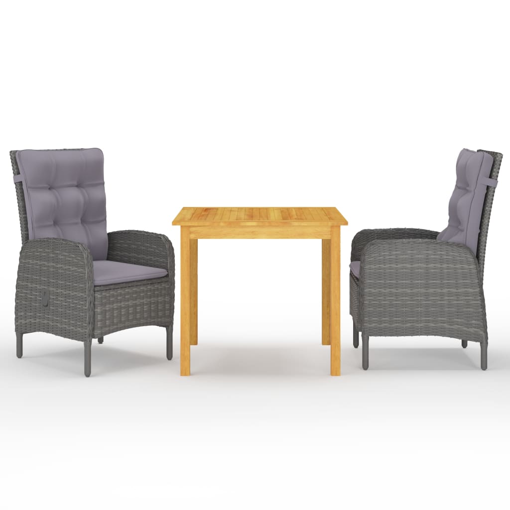 Set de masă pentru grădină, 3 piese, gri GartenMobel Dekor