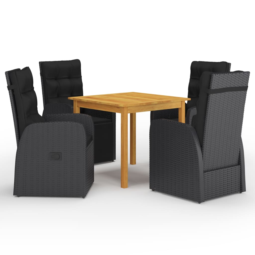 Set de masă pentru grădină, 5 piese, negru GartenMobel Dekor
