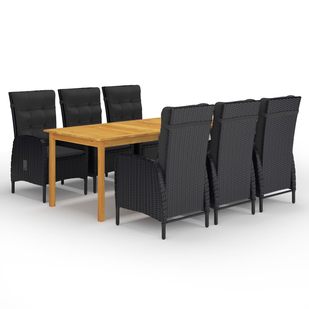 Set de masă pentru grădină, 7 piese, negru GartenMobel Dekor