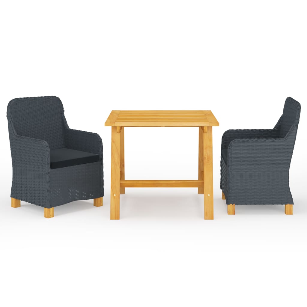 Set de masă pentru grădină, 3 piese, gri închis GartenMobel Dekor