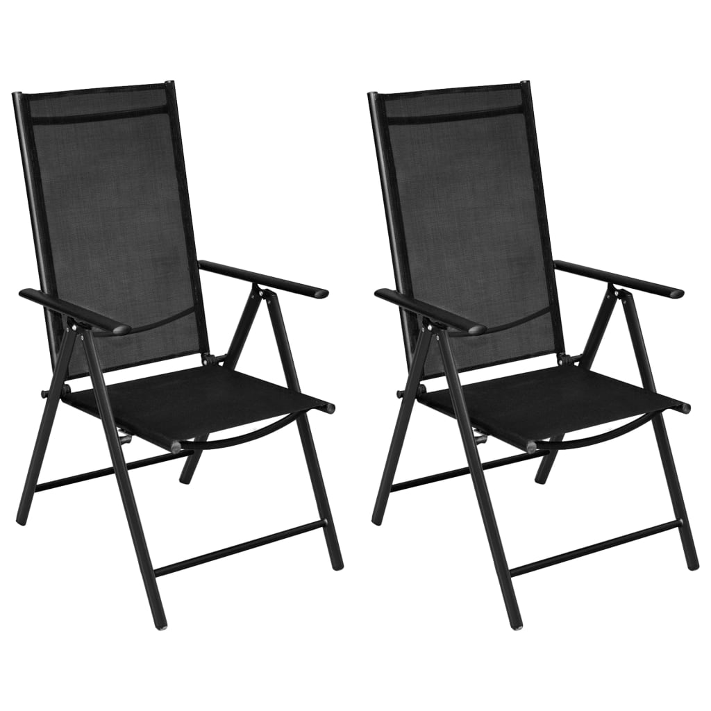 Set mobilier bistro, 3 piese, negru, aluminiu și textilenă GartenMobel Dekor