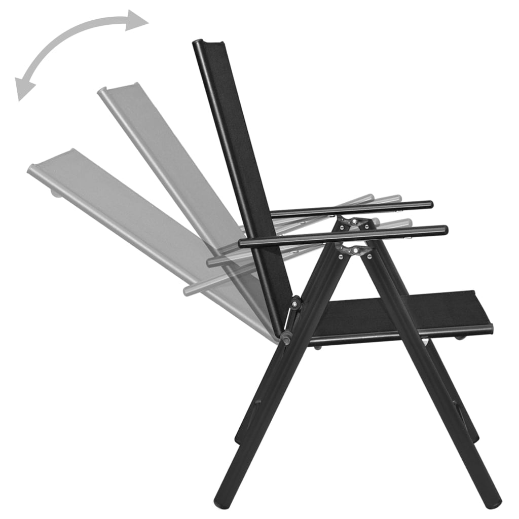 Set mobilier bistro, 3 piese, negru, aluminiu și textilenă GartenMobel Dekor