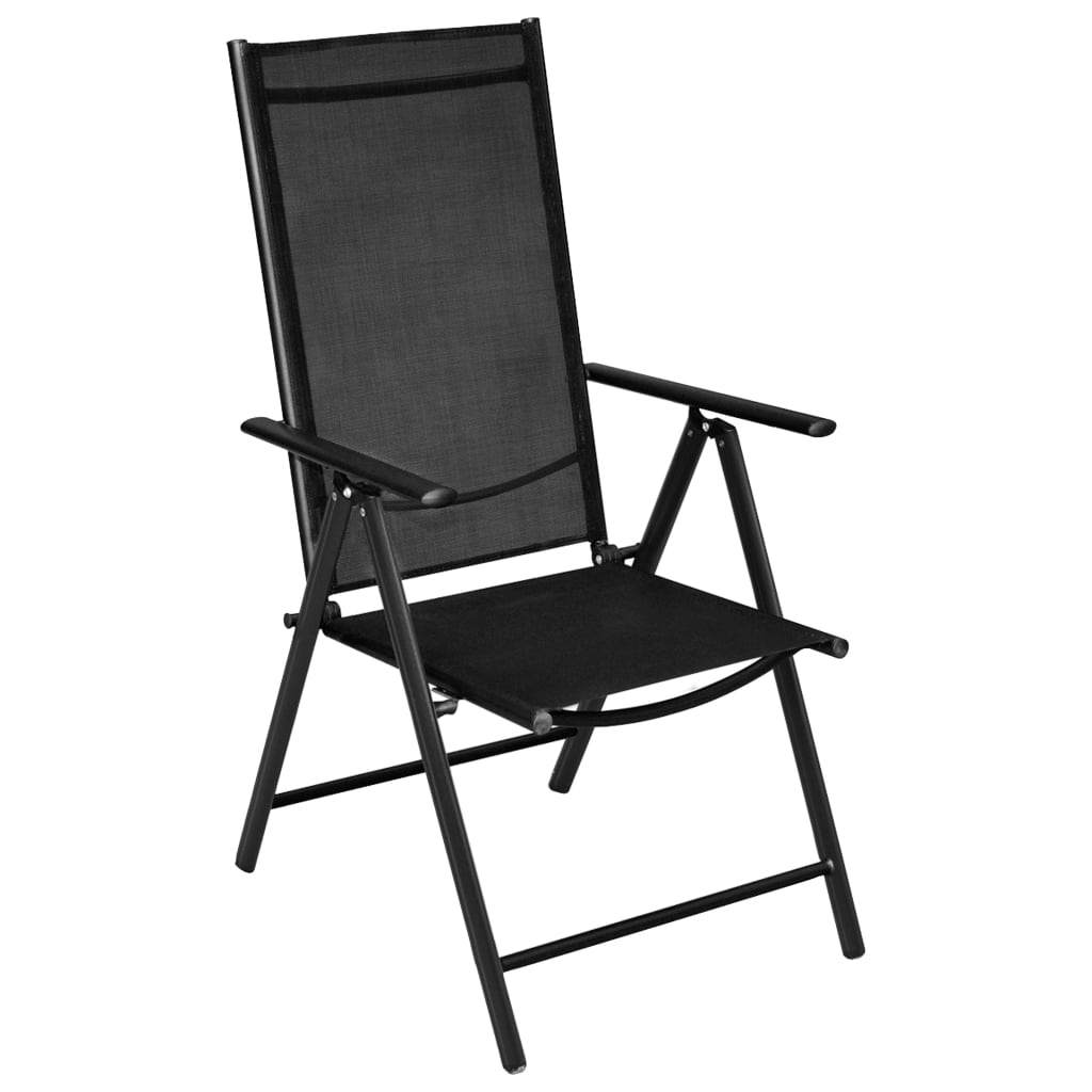 Set mobilier bistro, 3 piese, negru, aluminiu și textilenă GartenMobel Dekor
