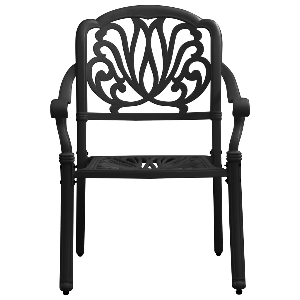 Set mobilier bistro, 3 piese, negru, aluminiu turnat GartenMobel Dekor
