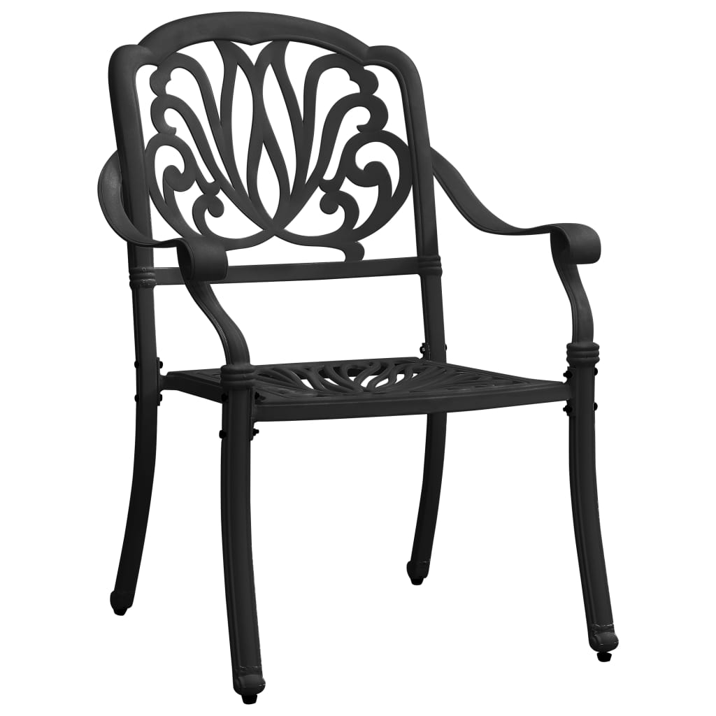 Set mobilier bistro, 3 piese, negru, aluminiu turnat GartenMobel Dekor