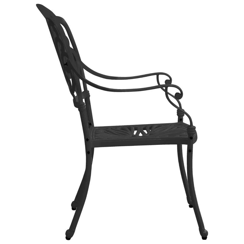 Set mobilier bistro, 3 piese, negru, aluminiu turnat GartenMobel Dekor