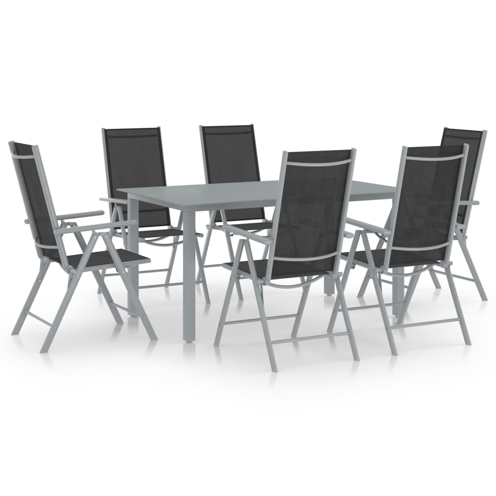 Set mobilier de grădină, 7 piese, argintiu și negru, aluminiu GartenMobel Dekor