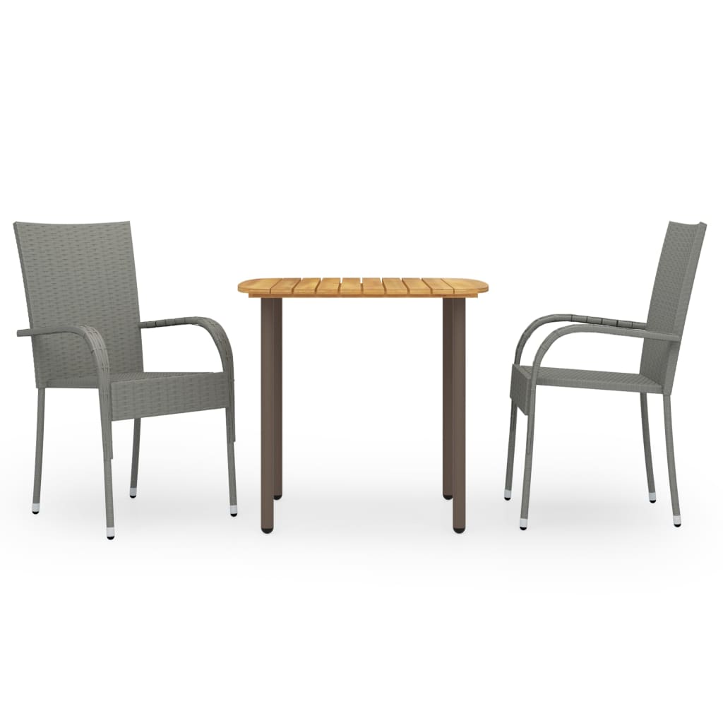 Set mobilier de grădină, 3 piese, gri, poliratan GartenMobel Dekor