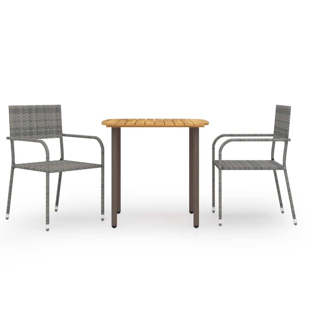 Set mobilier de grădină, 3 piese, gri, poliratan GartenMobel Dekor