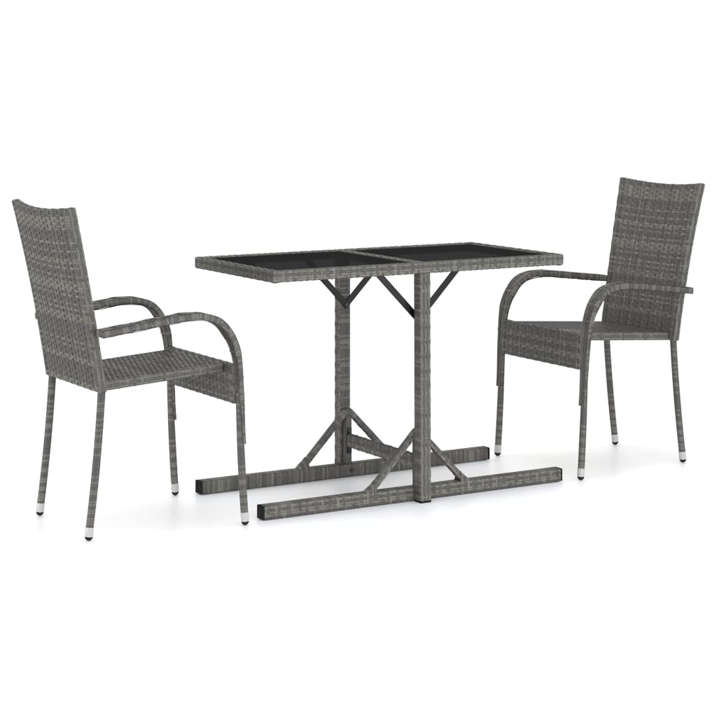 Set mobilier de grădină, 3 piese, gri GartenMobel Dekor