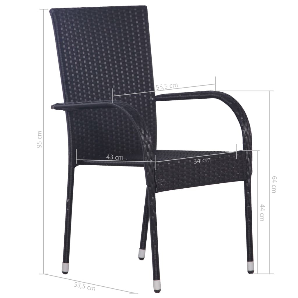 Set mobilier de grădină, 3 piese, negru, poliratan GartenMobel Dekor