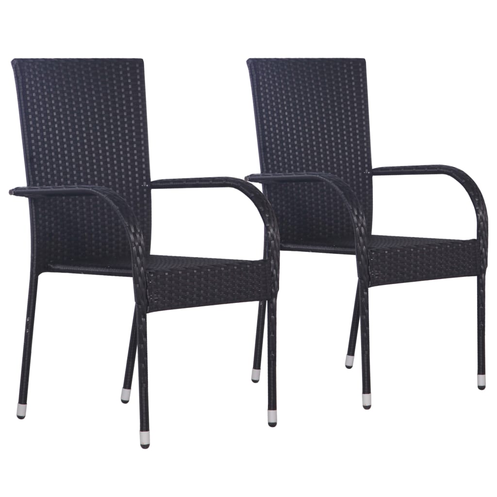 Set mobilier de grădină, 3 piese, negru, poliratan GartenMobel Dekor