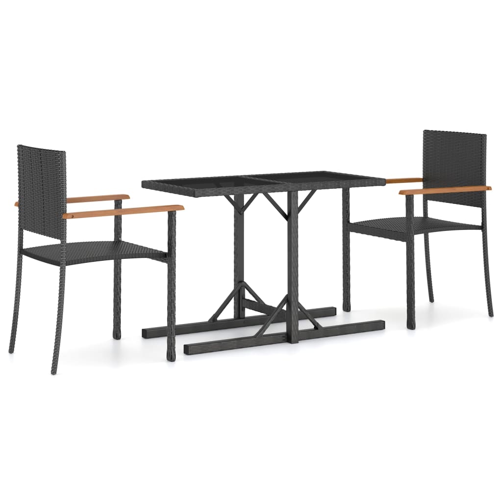 Set mobilier de grădină, 3 piese, negru GartenMobel Dekor