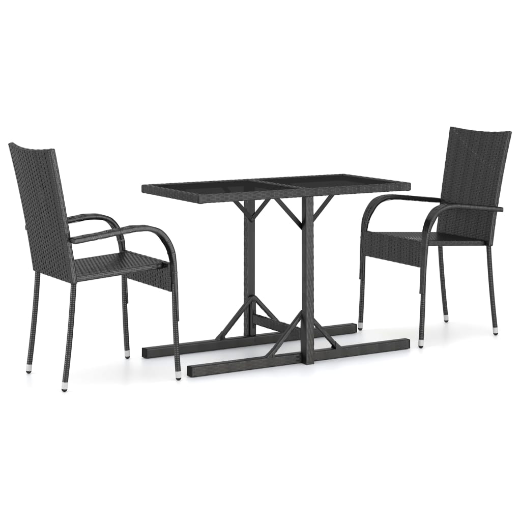 Set mobilier de grădină, 3 piese, negru GartenMobel Dekor
