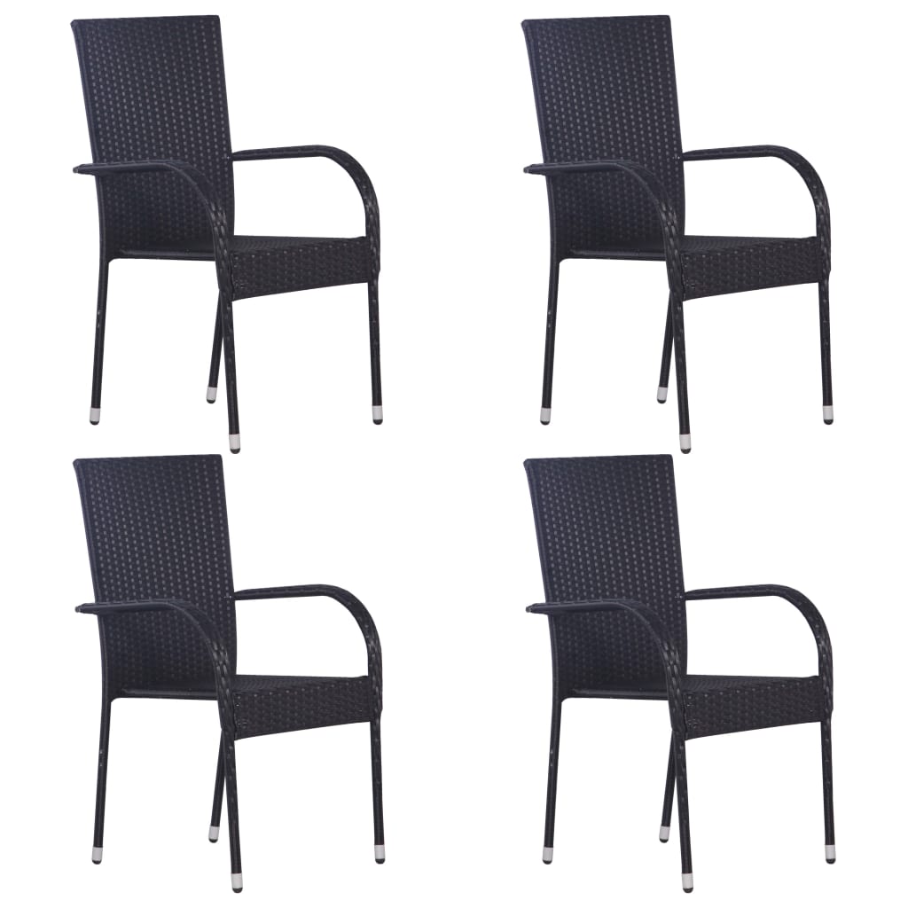 Set mobilier de grădină, 5 piese, negru, poliratan GartenMobel Dekor