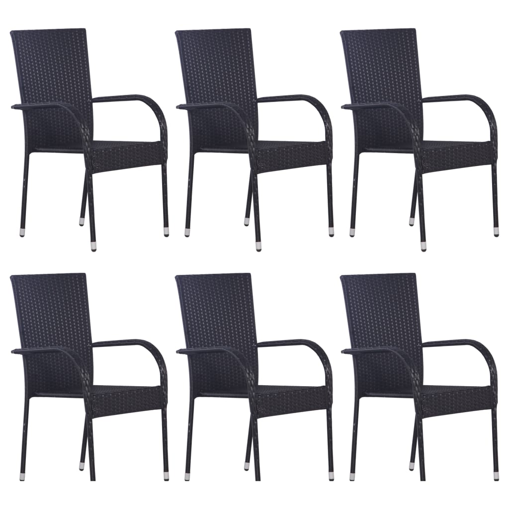 Set mobilier de grădină, 7 piese, negru, poliratan GartenMobel Dekor