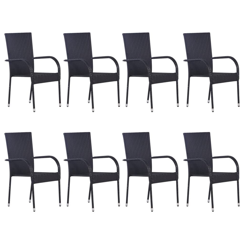 Set mobilier de grădină, 9 piese, negru, poliratan GartenMobel Dekor