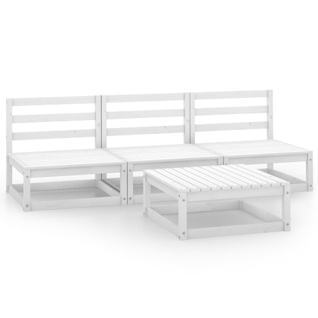 Set mobilier de grădină, 4 piese, alb, lemn masiv de pin GartenMobel Dekor