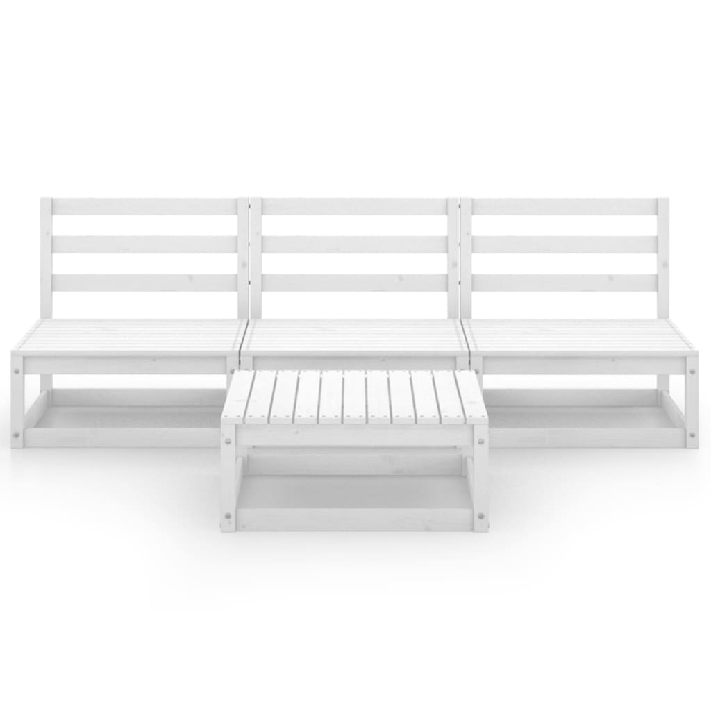 Set mobilier de grădină, 4 piese, alb, lemn masiv de pin GartenMobel Dekor
