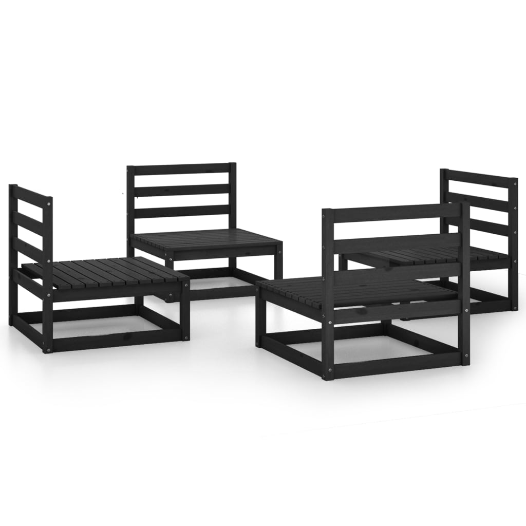 Set mobilier de grădină, 4 piese, negru, lemn masiv de pin GartenMobel Dekor