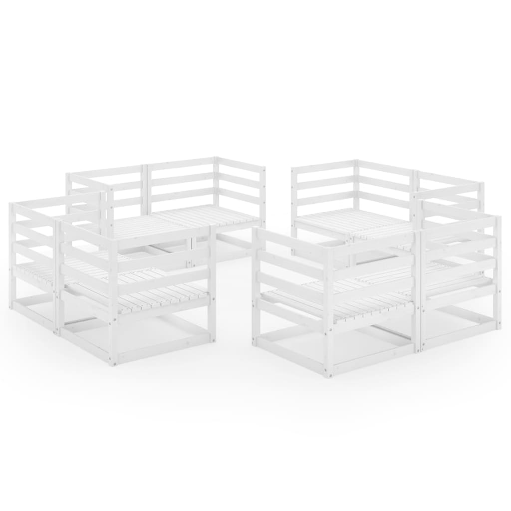 Set mobilier de grădină, 8 piese, alb, lemn masiv de pin GartenMobel Dekor