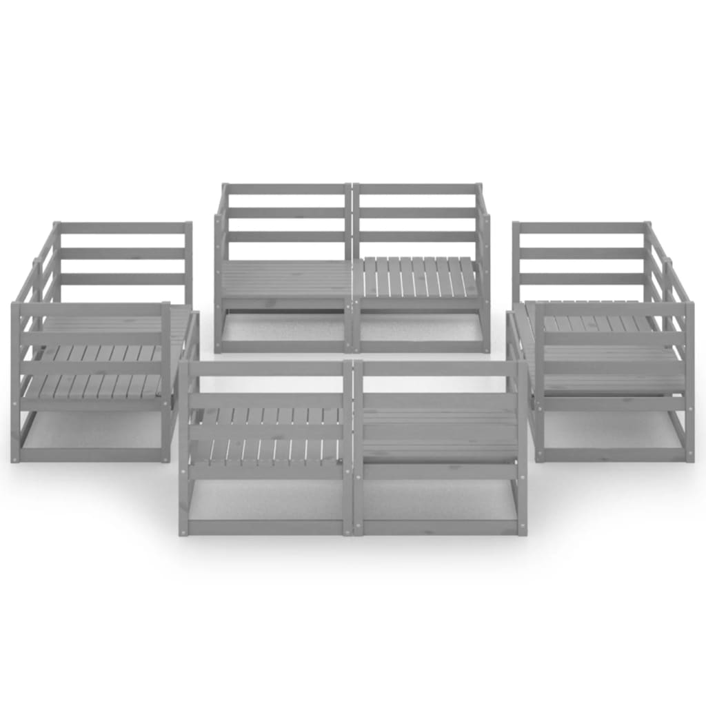 Set mobilier de grădină, 8 piese, gri, lemn masiv de pin GartenMobel Dekor