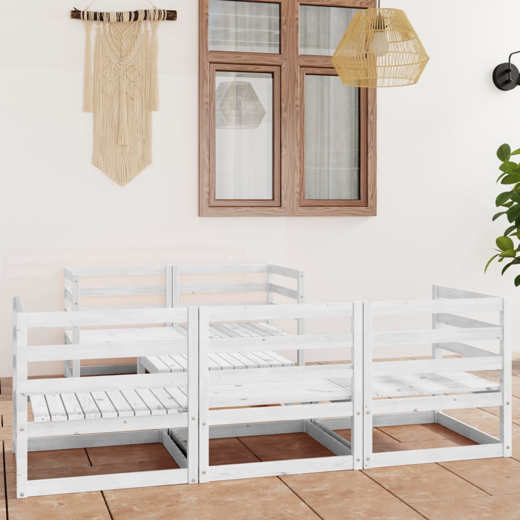 Set mobilier de grădină, 6 piese, alb, lemn masiv de pin GartenMobel Dekor