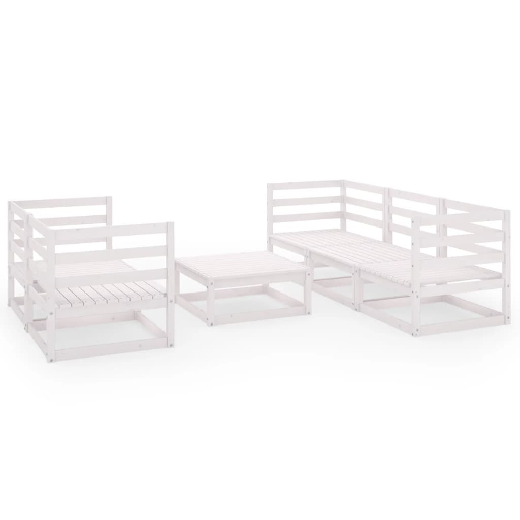 Set mobilier de grădină, 6 piese, alb, lemn masiv de pin GartenMobel Dekor