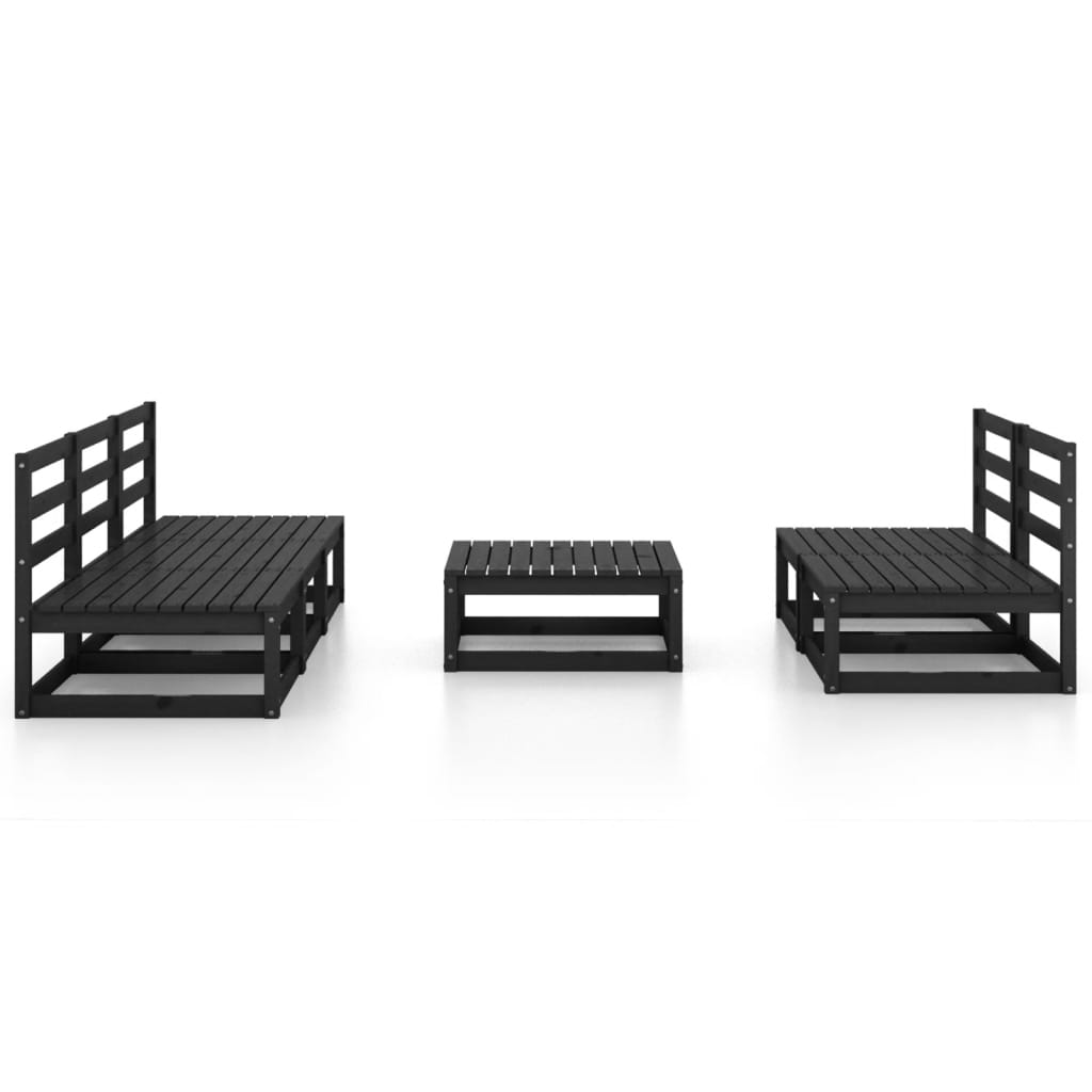 Set mobilier de grădină, 6 piese, negru, lemn masiv de pin GartenMobel Dekor
