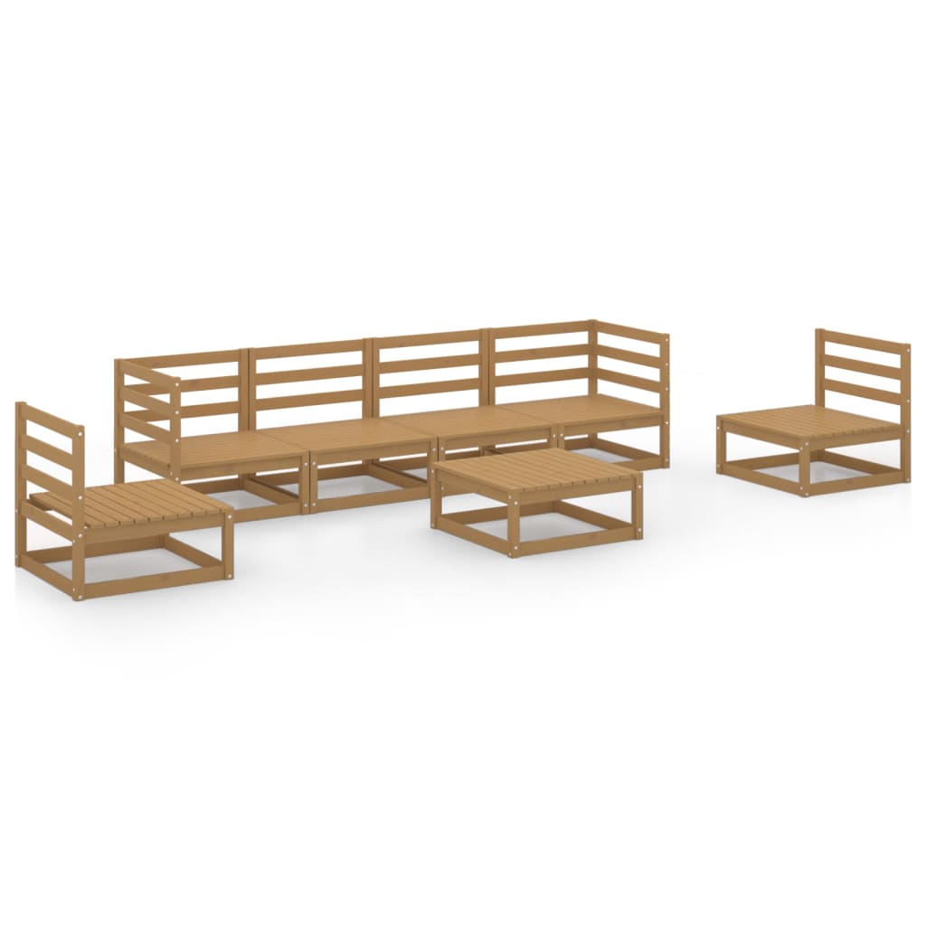 Set mobilier de grădină, 7 piese, maro miere, lemn masiv de pin GartenMobel Dekor