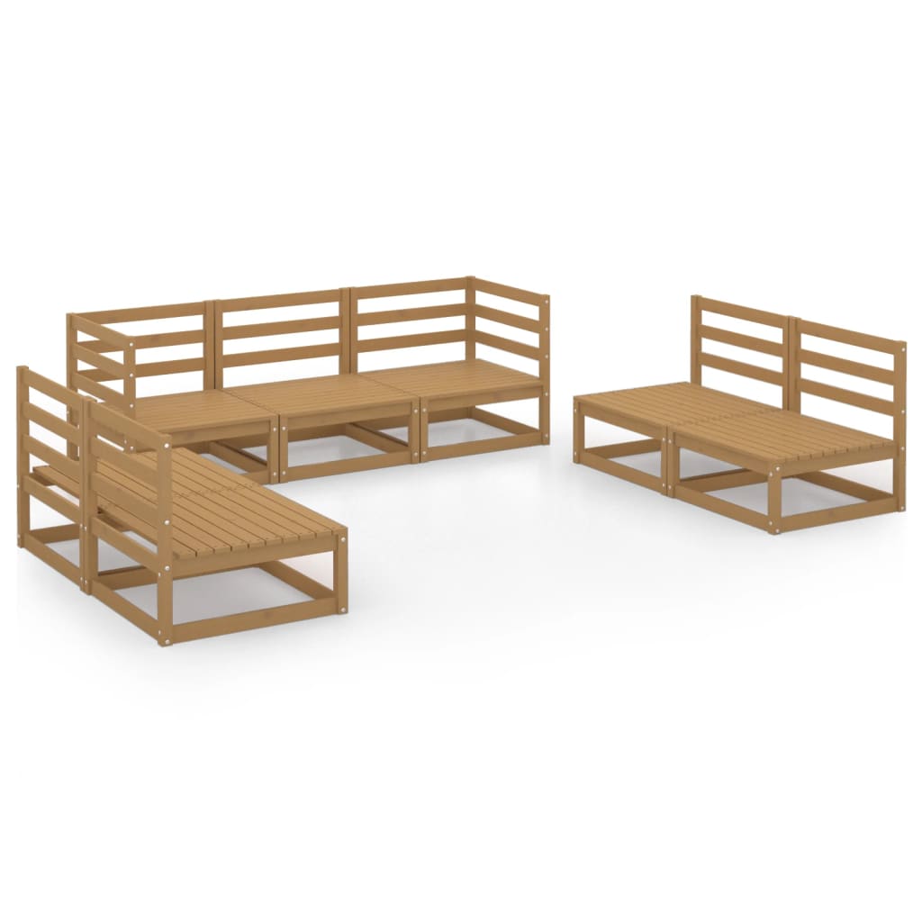 Set mobilier de grădină, 7 piese, maro miere, lemn masiv de pin GartenMobel Dekor