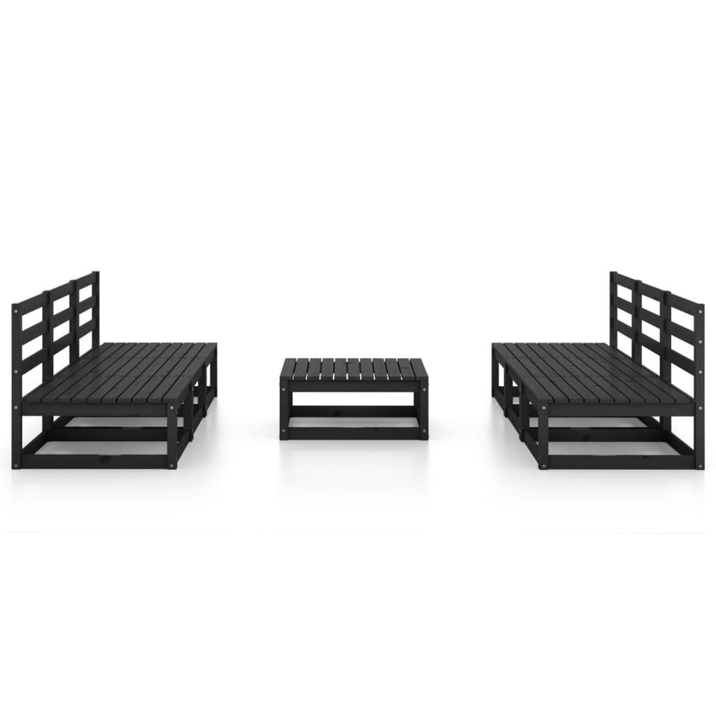 Set mobilier de grădină, 7 piese, negru, lemn masiv de pin GartenMobel Dekor