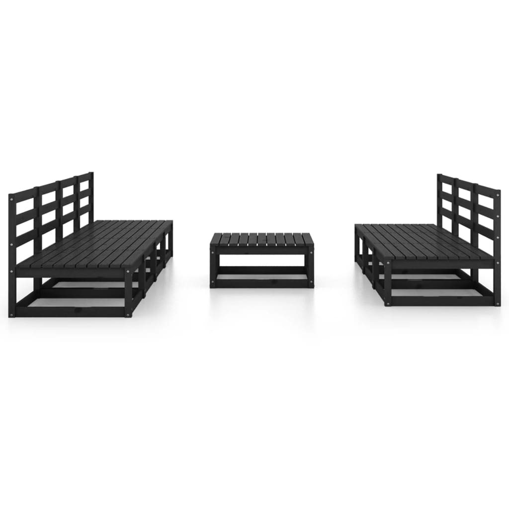 Set mobilier de grădină, 8 piese, negru, lemn masiv de pin GartenMobel Dekor