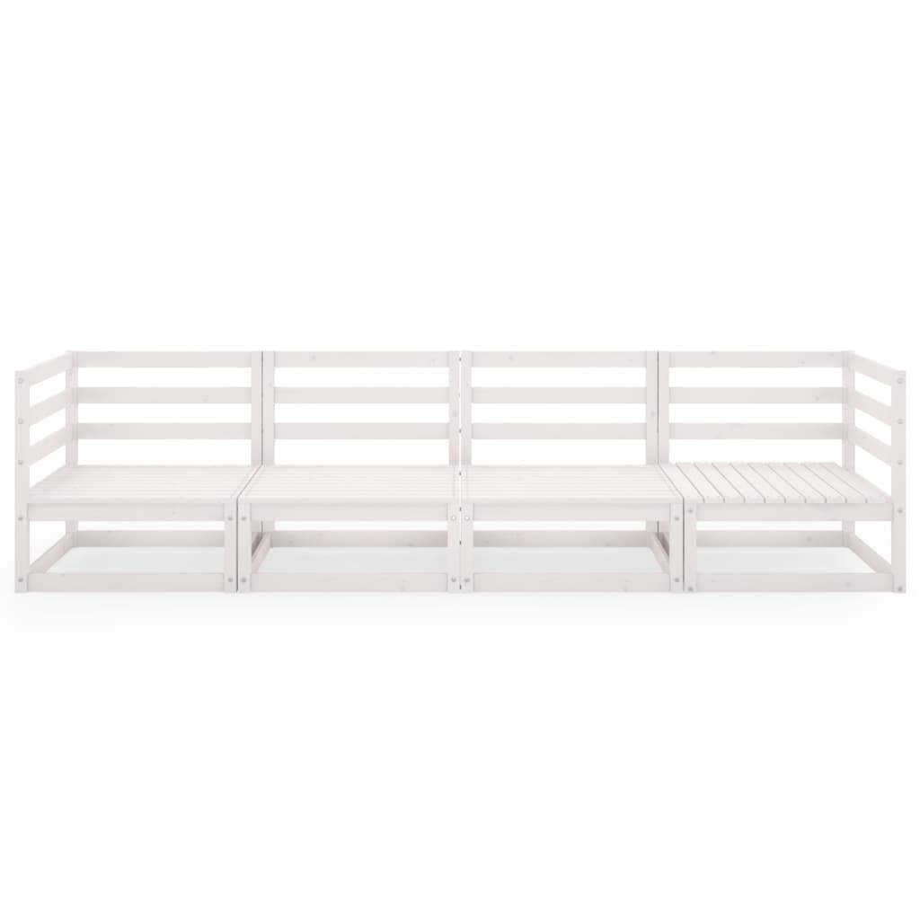 Set mobilier de grădină cu 4 locuri, alb, lemn masiv de pin GartenMobel Dekor