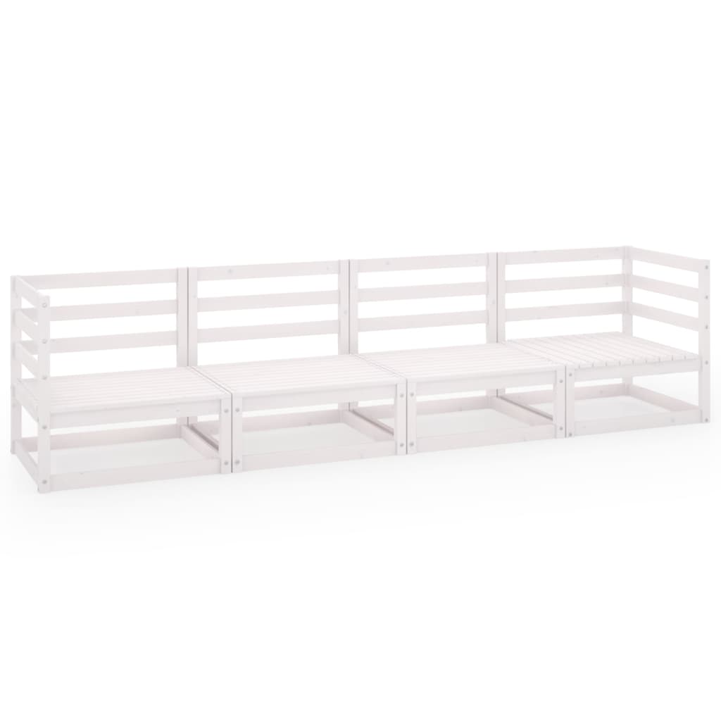 Set mobilier de grădină cu 4 locuri, alb, lemn masiv de pin GartenMobel Dekor