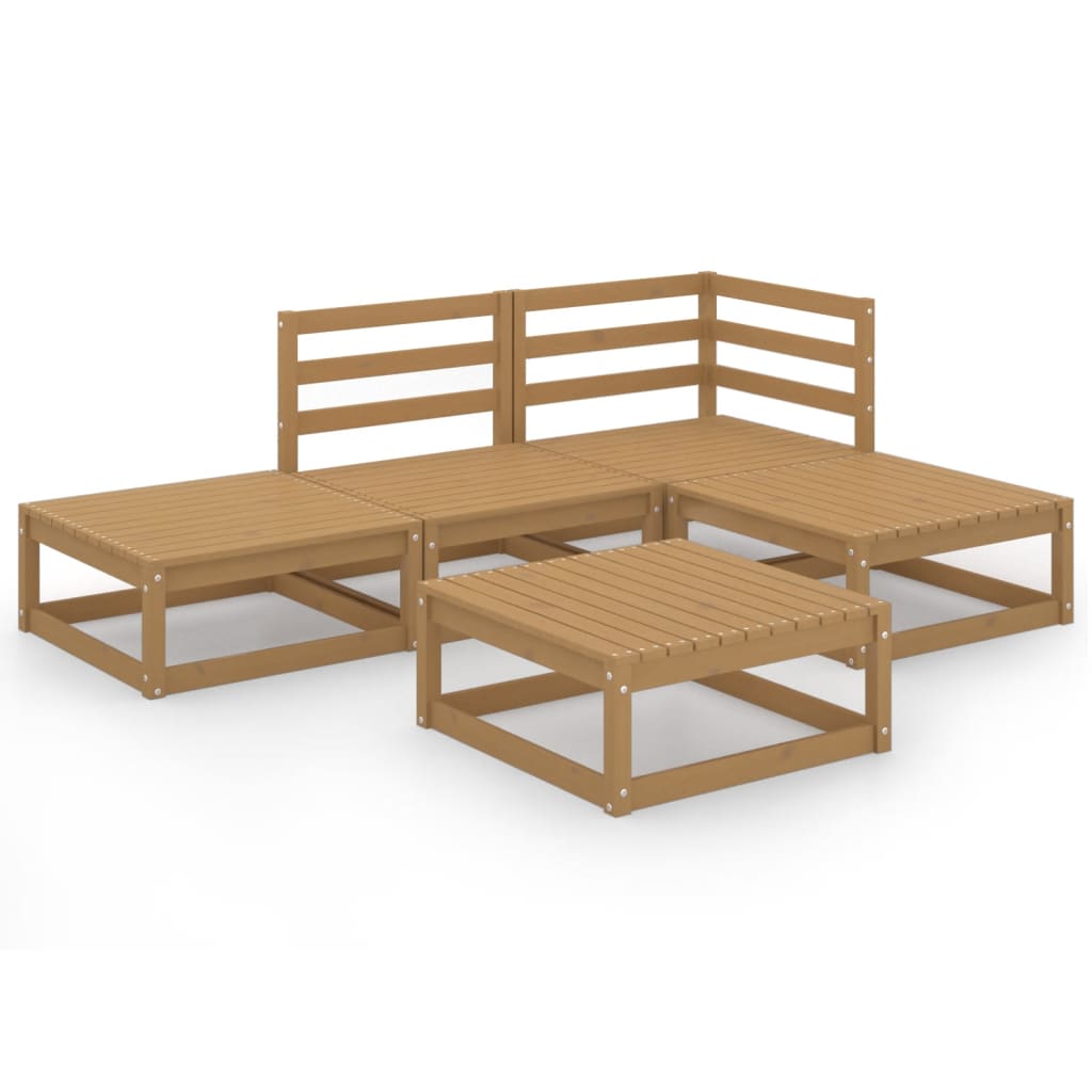 Set mobilier de grădină, 5 piese, maro miere, lemn masiv de pin GartenMobel Dekor