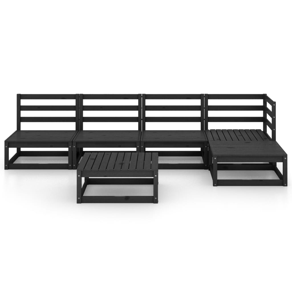 Set mobilier de grădină, 5 piese, negru, lemn masiv de pin GartenMobel Dekor