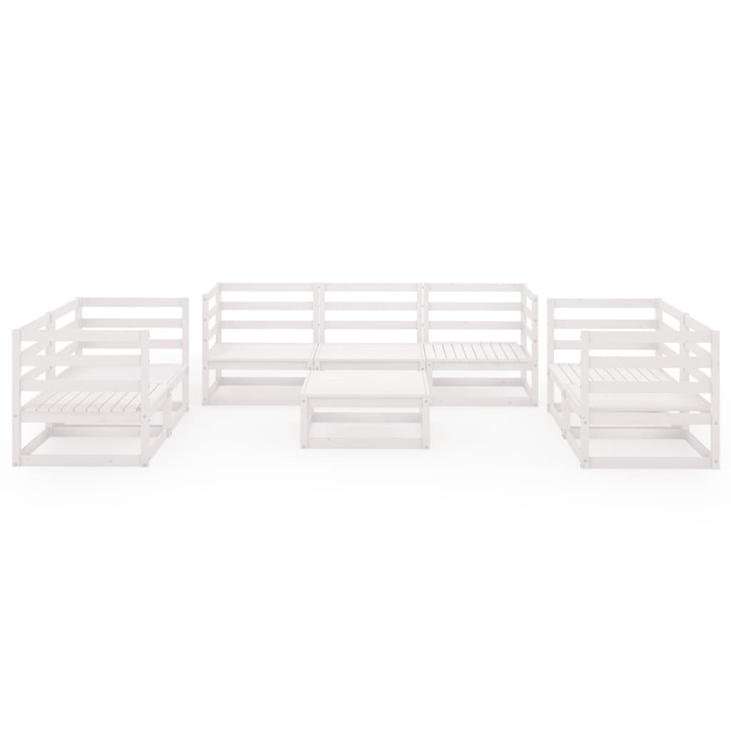 Set mobilier de grădină, 8 piese, alb, lemn masiv de pin GartenMobel Dekor
