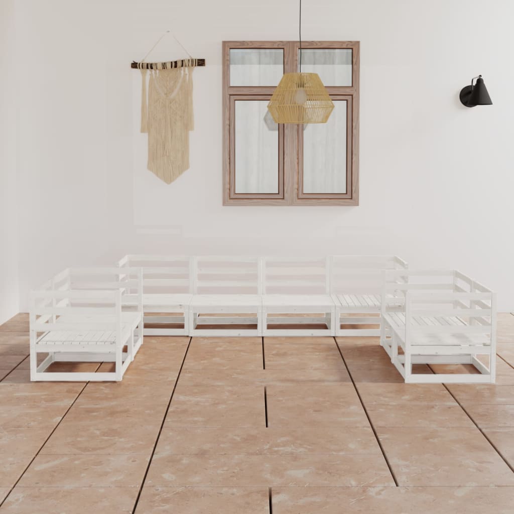 Set mobilier de grădină, 8 piese, alb, lemn masiv de pin GartenMobel Dekor